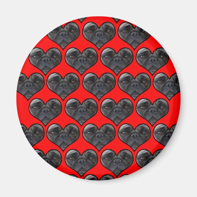 Pug Hearts Magnet (Front)