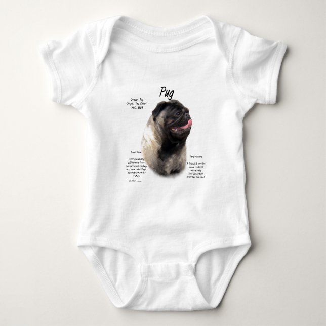 Pug History Design Baby Bodysuit (Front)