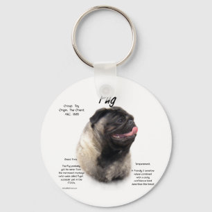 Pug History Design Key Ring