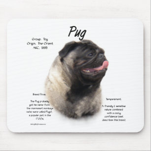 Pug History Design Mouse Pad