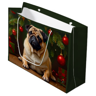 Pug Holiday Large Gift Bag
