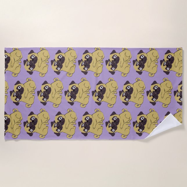 Pug hug  beach towel (Front)