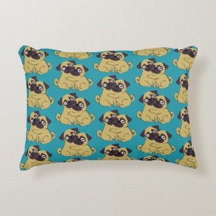 Pug hug Blue, Decorative Cushion