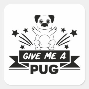 Pug Hug Puppy Mum Dog Dad Fur Mama Baby Puppies Square Sticker