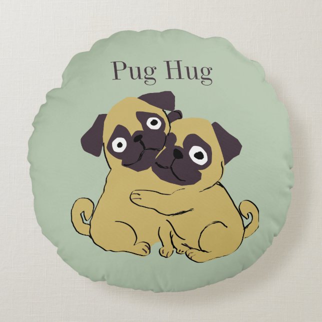 Pug hug  round cushion (Front)