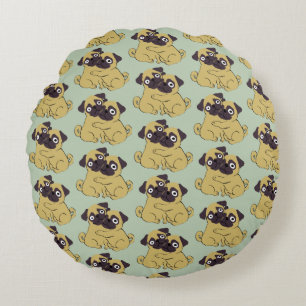 Pug hug round cushion