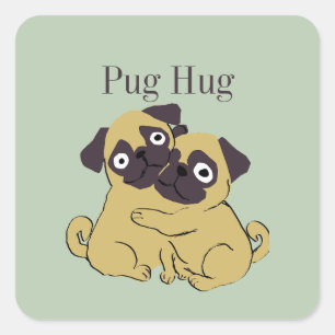 Pug hug square sticker