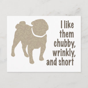 Pug - I Like Them Chubby, Wrinkly and Short Postcard