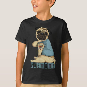 Pug I Love Mum Tattoo Dog, Funny Mothers Day Gift T-Shirt