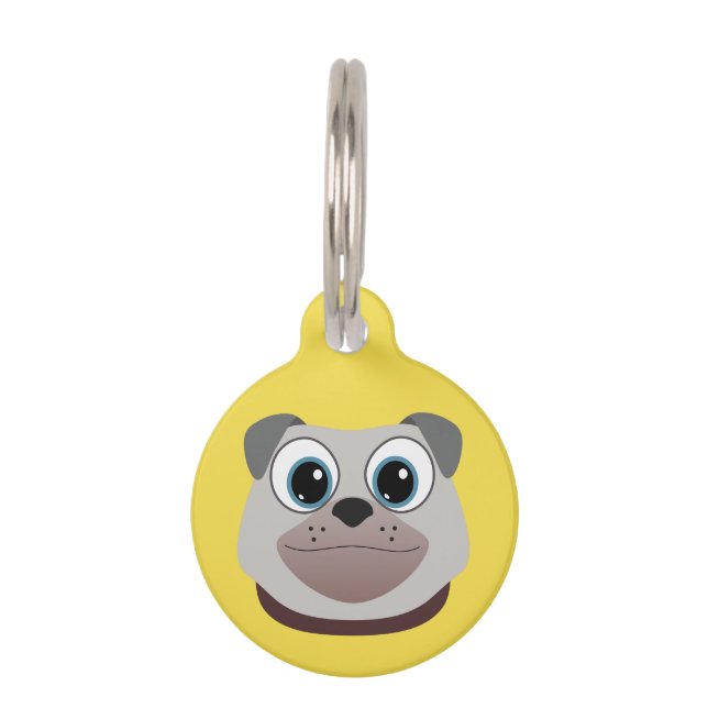 Pug Identification Pet Tag (Front)