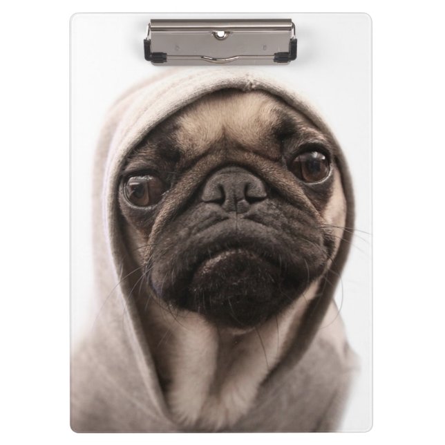 Pug In A Hoodie Clipboard (Front)