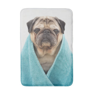 Pug in a Towel Bath Mat