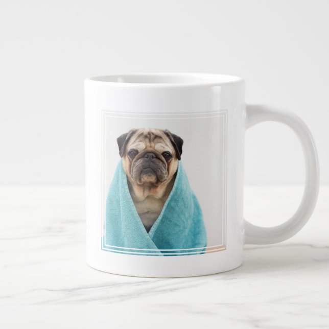 Pug in a Towel Large Coffee Mug (Right)