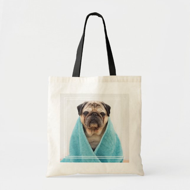 Pug in a Towel Tote Bag (Front)