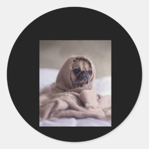 Pug In Blanket Cute Pug Dog Lover Gift Classic Round Sticker