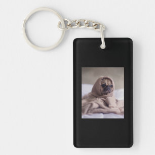 Pug In Blanket Cute Pug Dog Lover Gift Key Ring