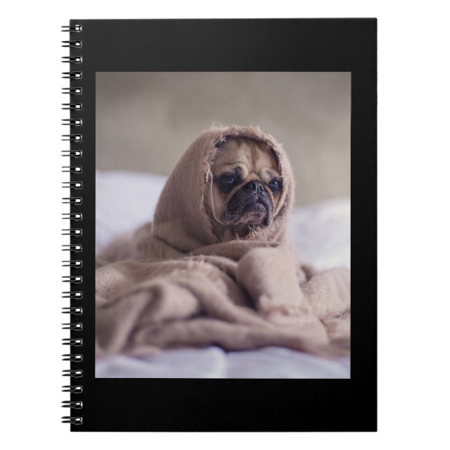 Pug In Blanket Cute Pug Dog Lover Gift Notebook (Front)