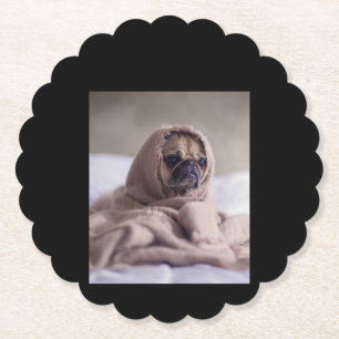 Pug In Blanket Cute Pug Dog Lover Gift Paper Coaster