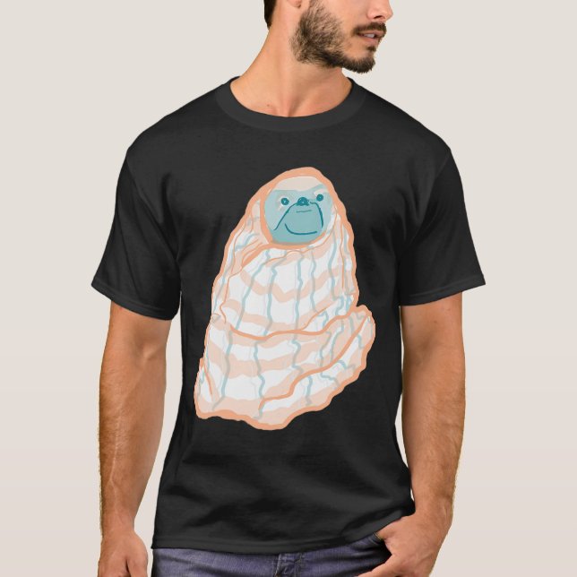 Pug in Blanket Funny Doggo T-Shirt (Front)