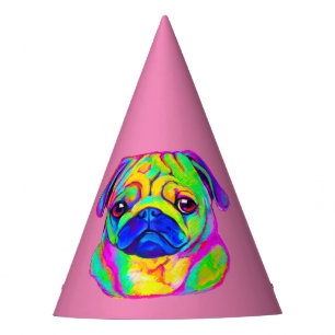 Pug in Colours Birthday Party Hat