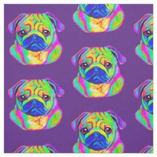 Pug in Colours Fabric