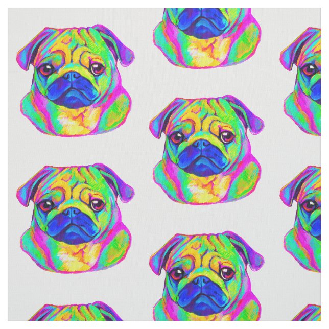 Pug in Colours Fabric (Swatch)
