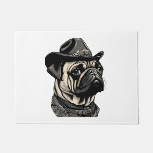 Pug in cowboy hat Classic T-Shirt Doormat