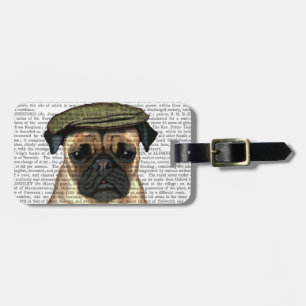 Pug in Flat Cap Luggage Tag