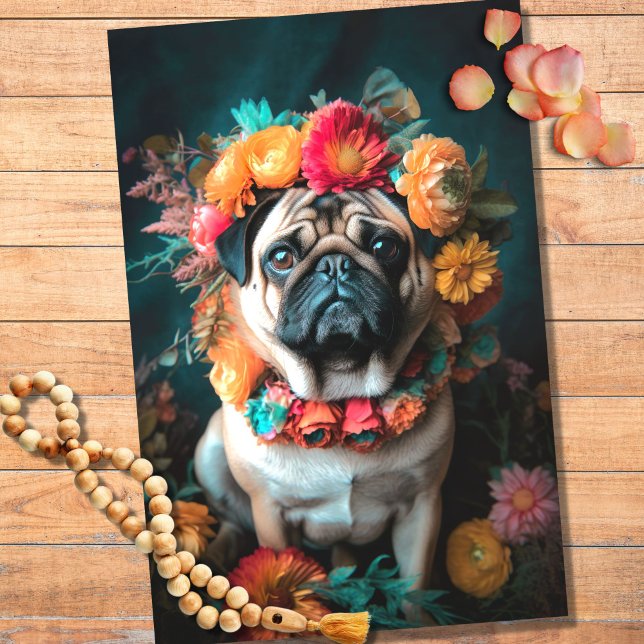 Pug in Florals 2 Decoupage Paper (Creator Uploaded)