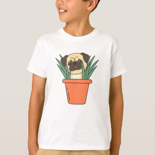 Pug In Flower Pot Funny Dog Puppy Plant T-Shirt