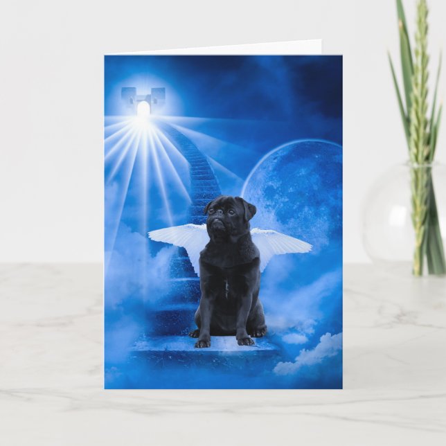 Pug in Heaven as Angel Sympathy Card (Front)