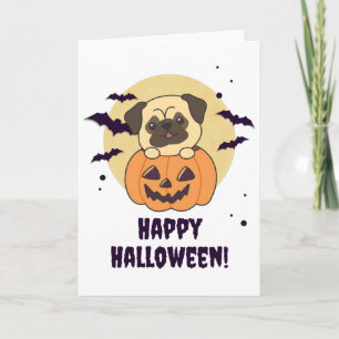 Pug In Pumpkin Sweet Dogs Happy Halloween Card