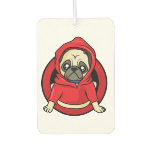 Pug in Red Hoodie Car Air Freshener