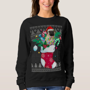 Pug In Sock Funny Christmas Ugly Pajama Xmas Santa Sweatshirt