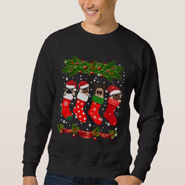 Pug in Socks Christmas Dog Lovers Xmas Sweater Ess (Front)