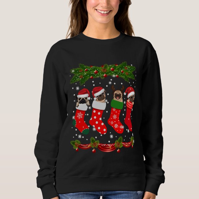 Pug in Socks Christmas Dog Lovers Xmas Sweater Ess (Front)