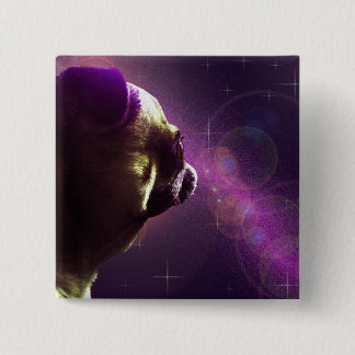 Pug in Space 15 Cm Square Badge
