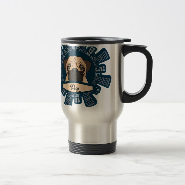 pug in the city travel mug (Right)