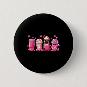 Pug Inside Cup Coffees Lover Valentine's Day Heart 6 Cm Round Badge