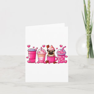 Pug Inside Cup Coffees Lover Valentines Day Heart  Card
