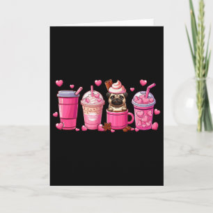 Pug Inside Cup Coffees Lover Valentine's Day Heart Card