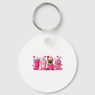 Pug Inside Cup Coffees Lover Valentines Day Heart  Key Ring