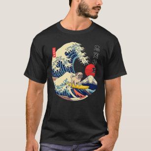 Pug Japanese Kanagawa Wave Surf Loyal Dog T-Shirt
