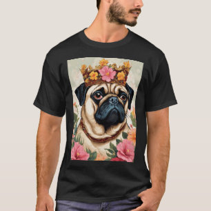 Pug King in floral splendour T-Shirt