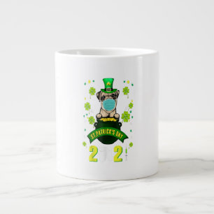 Pug Leprechaun Dog Lover Face Mask St Patricks Day Large Coffee Mug