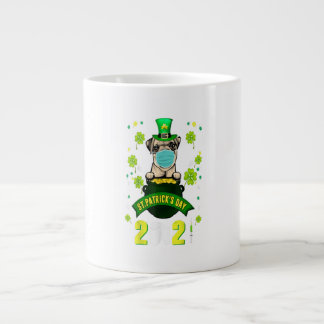 Pug Leprechaun Dog Lover Face Mask St Patricks Day Large Coffee Mug