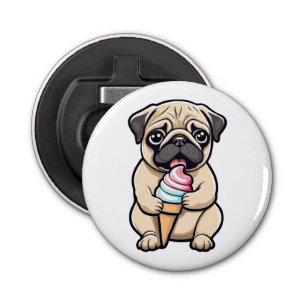 Pug licking ice cream bottle opener