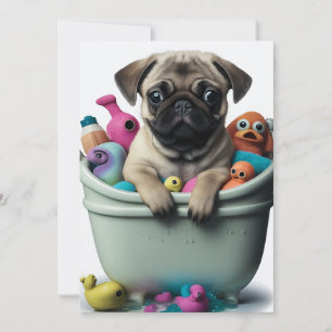 Pug Life: A Soapy Adventure in the Bathtub Invitation