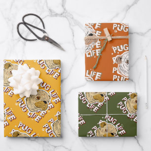 Pug Life Animal Dog Wrapping Paper Sheet