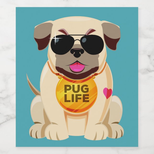 Pug Life bottle labels (Single Label)